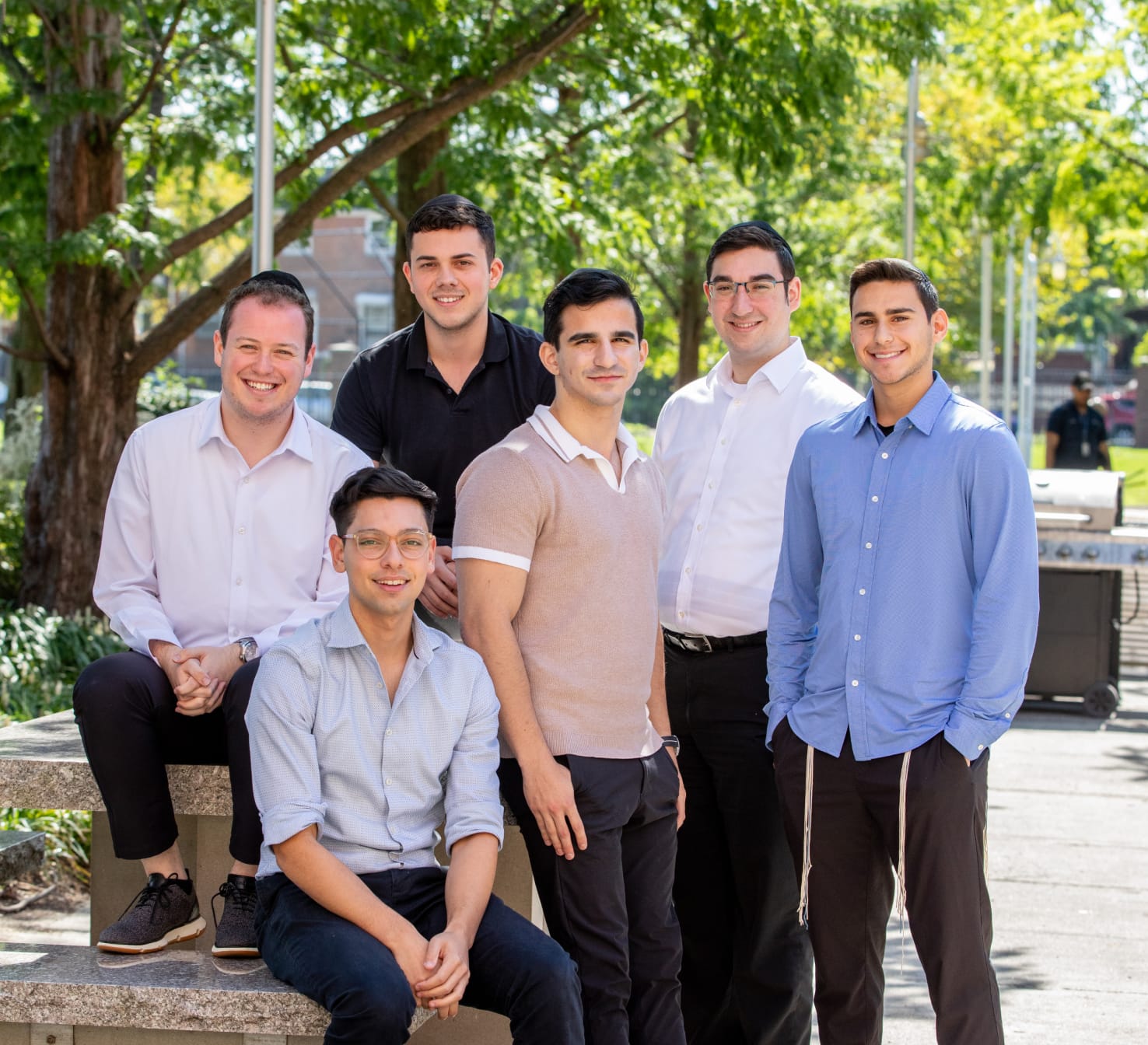 group of LCM students posing outside